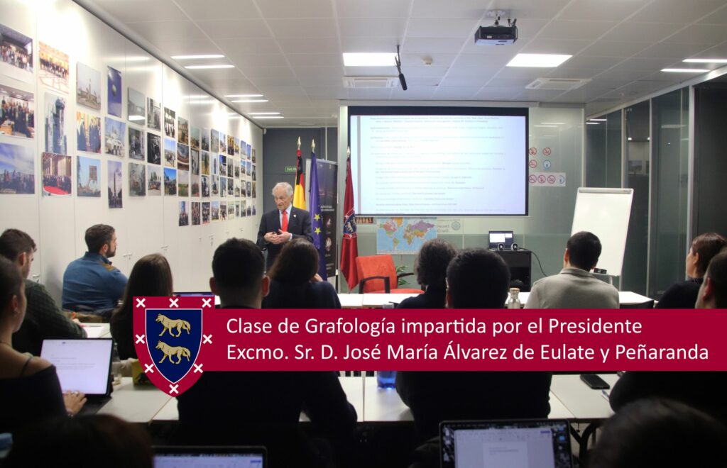 El sábado 24/1/2025 tuvo lugar la sesión de Grafología dentro del Máster en Liderazgo, Diplomacia e Inteligencia, Oficial Analista de Inteligencia. La clase fue impartida por el Excmo. Sr. D. José María Álvarez de Eulate y Peñaranda, Presidente de FESEI.